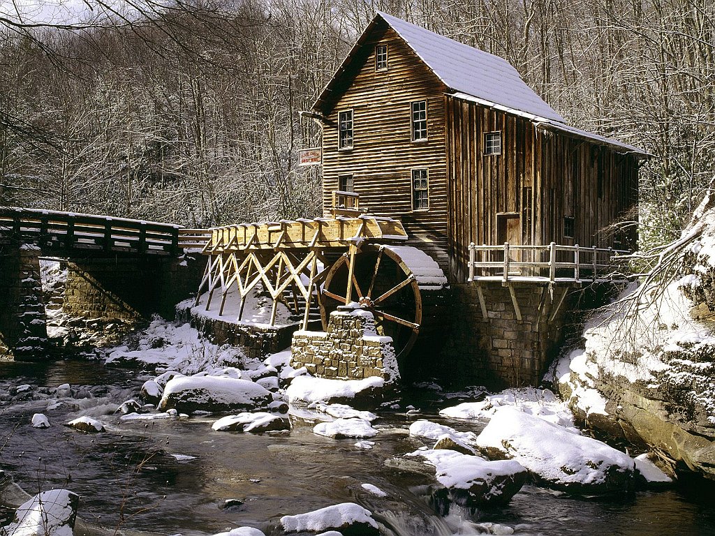 Glade Creek Grist Mill in Winter, Babcock State Park, West Virginia